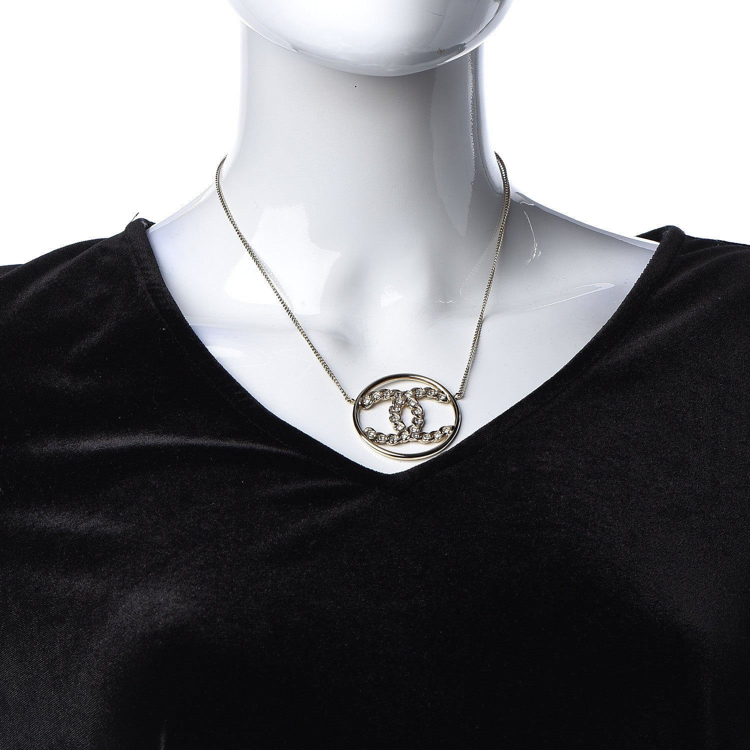 Chanel Baguette Crystal High Society CC Pendant Necklace Gold 2 of 5