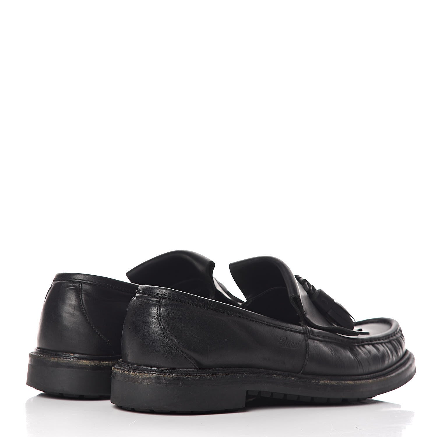Gucci Calfskin Mens Tassel Fringe Loafers 7.5 Black 4 of 21