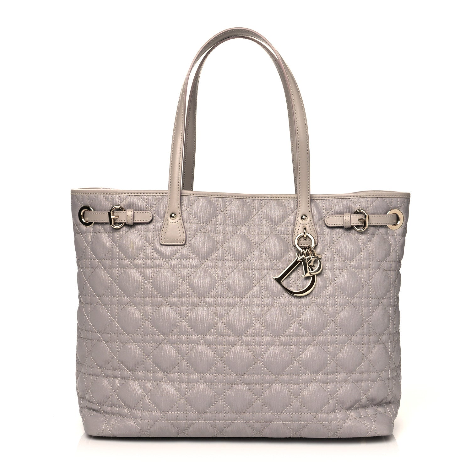 Christian Dior Coated Canvas Cannage Medium Panarea Tote Taupe 1 of 10