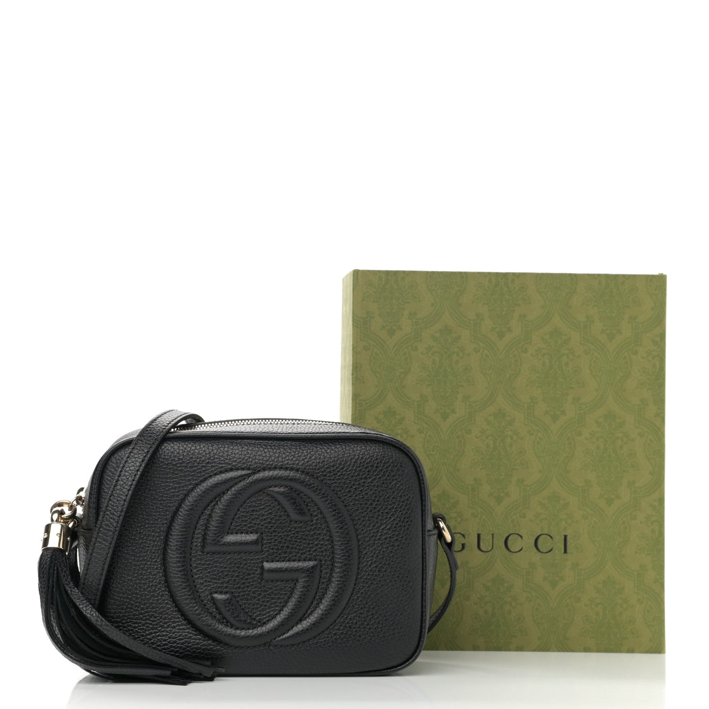 Pebbled Calfskin Small Soho Disco Bag Black