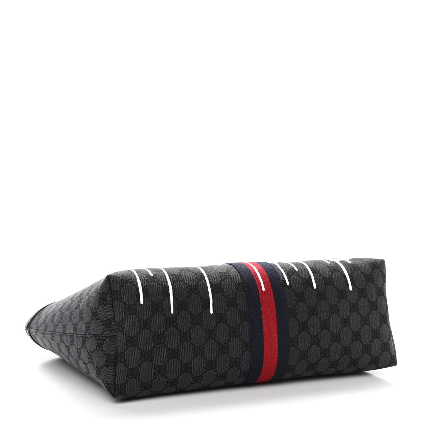 X BALENCIAGA BB Monogram Web Graffiti Medium Ophidia Shopping Tote Black