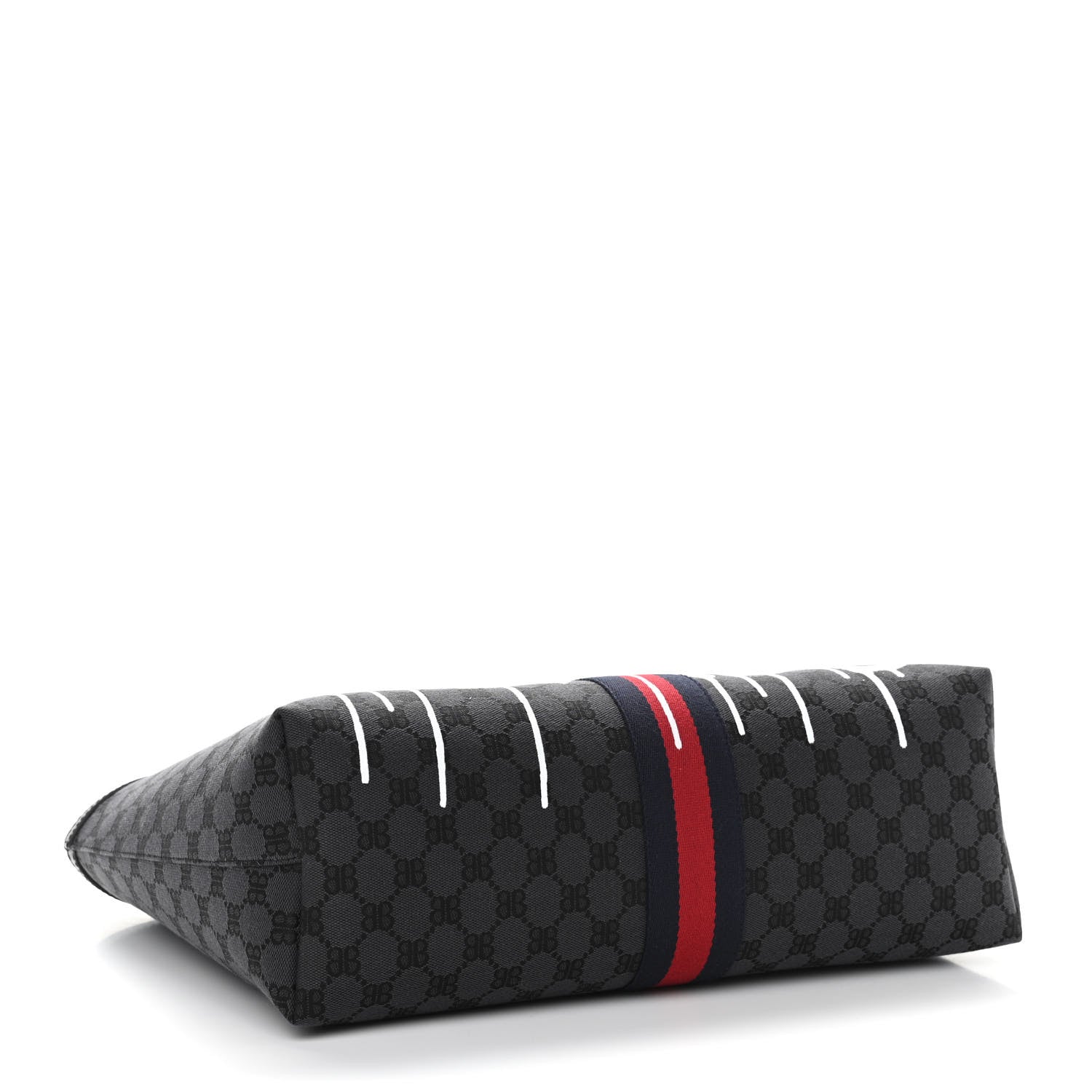 Gucci X BALENCIAGA BB Monogram Web Graffiti Medium Ophidia Shopping Tote Black 4 of 11