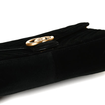 Gucci Velvet Matelasse Small GG Marmont Shoulder Bag Black 16 of 16