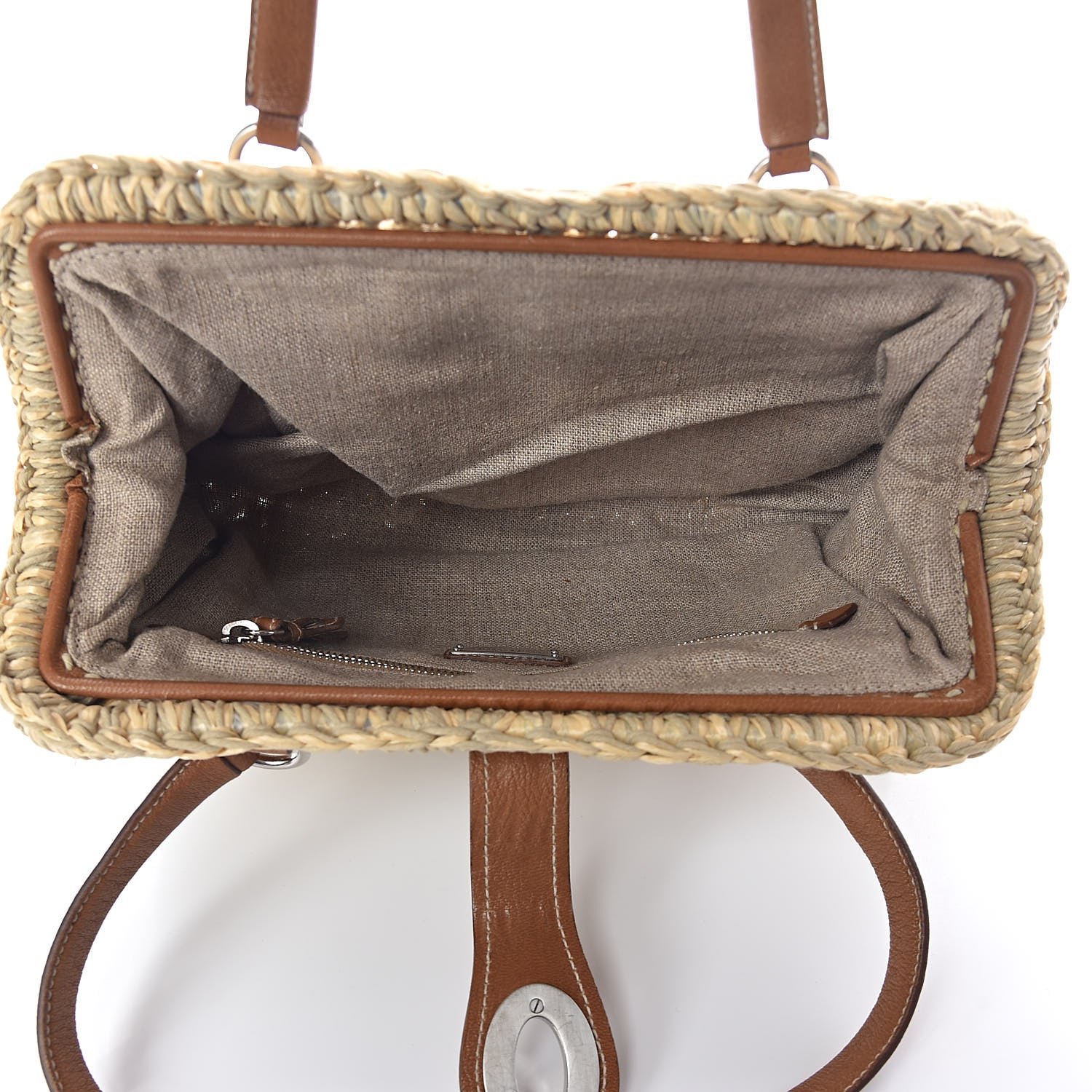 Miu Miu Raffia Calfskin Shoulder Bag Naturale 5 of 9