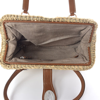 Miu Miu Raffia Calfskin Shoulder Bag Naturale 5 of 9