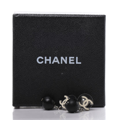 Chanel Ruthenium Bead CC Drop Earrings Black 5 of 5