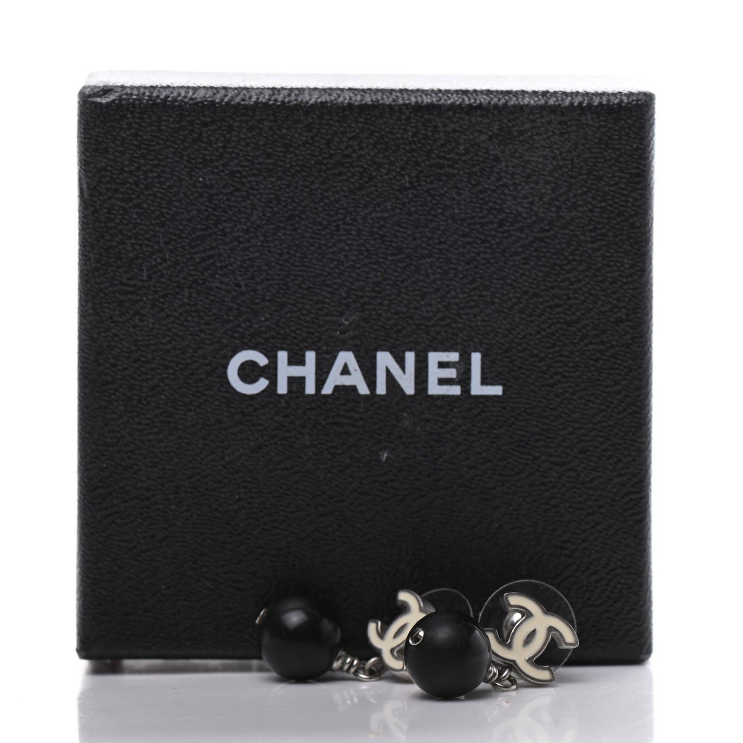 Ruthenium Bead CC Drop Earrings Black