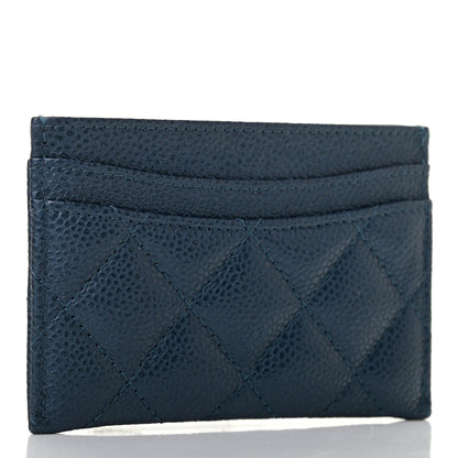 Chanel Metallic Caviar Quilted Card Holder Dark Blue 2 of 6
