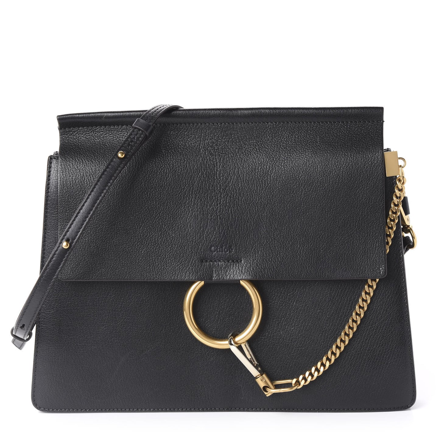 Calfskin Medium Faye Shoulder Bag Black