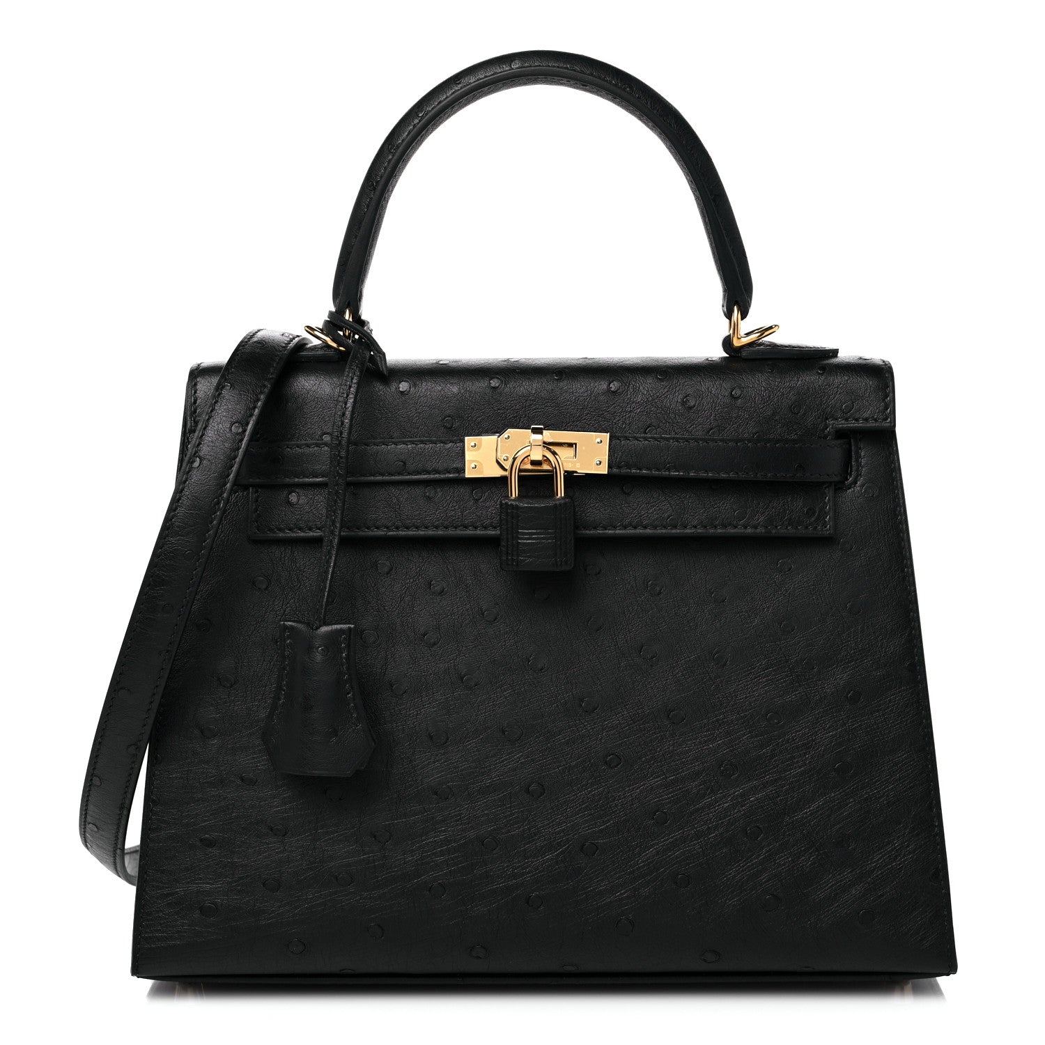 Hermes Ostrich Kelly Sellier 25 Black 1 of 10