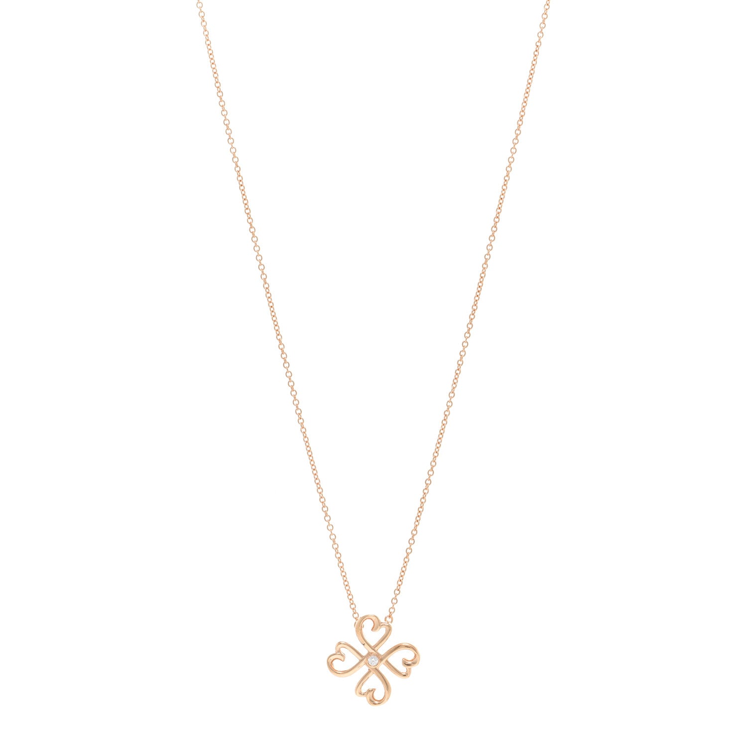 Tiffany 18K Rose Gold Diamond Paloma Picasso Loving Heart Pendant Necklace 1 of 5