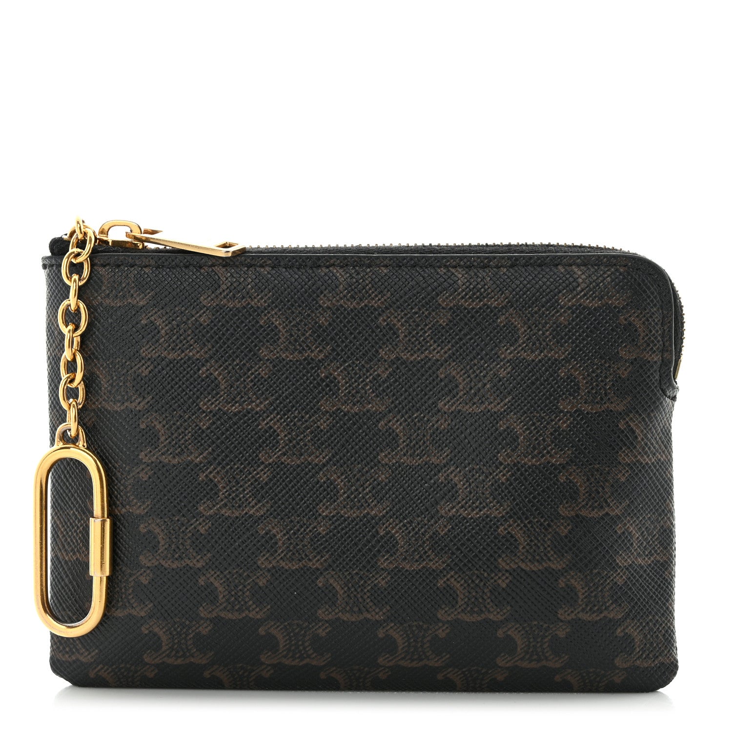 Celine Triomphe Canvas Coin and Card Pouch With Hook Black 1 of 9