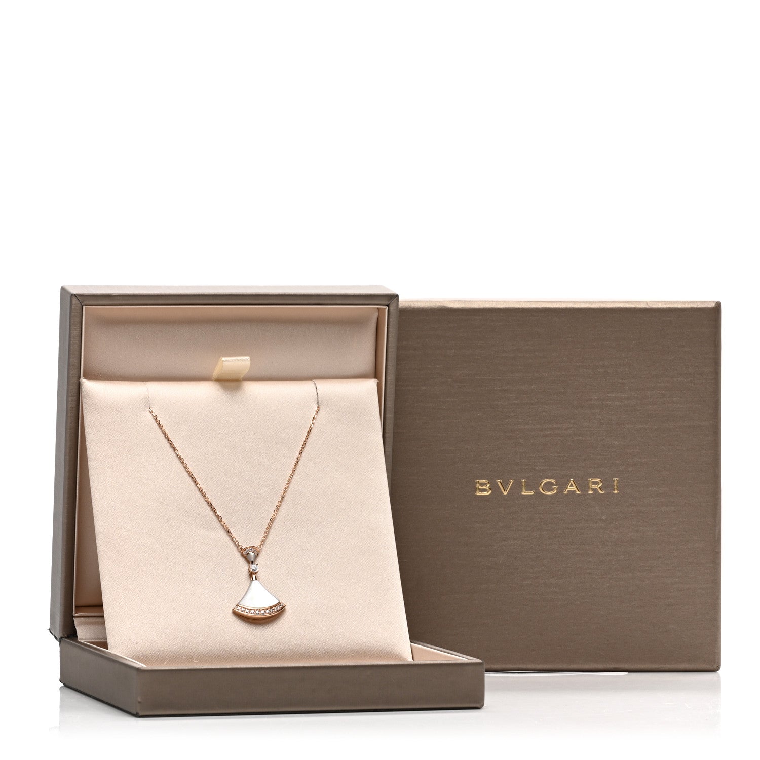 Bulgari 18K Rose Gold Diamond Large Mother of Pearl Divas' Dream Pendant Necklace 5 of 5