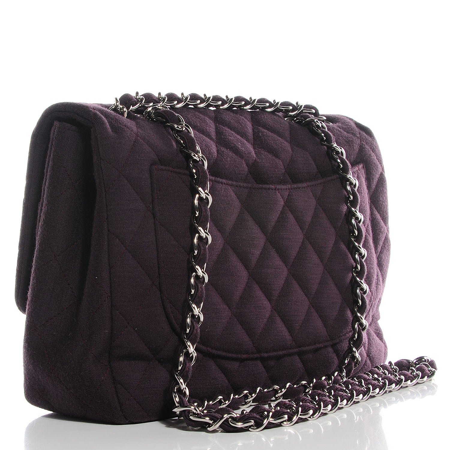 Chanel Jersey Quilted Jumbo Single Flap Purple 3 of 8
