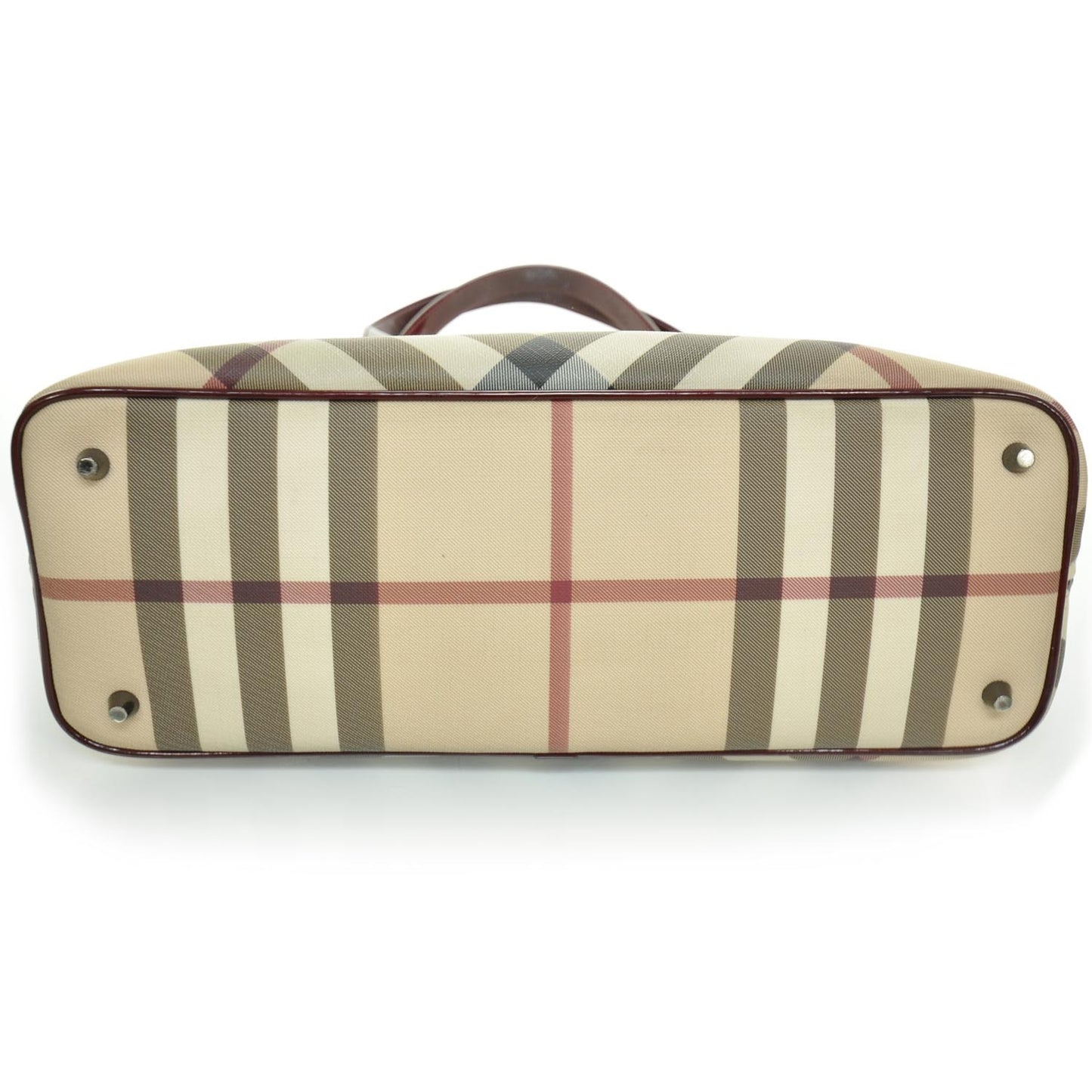 Patent Trim Nova Check Tote Bordeaux