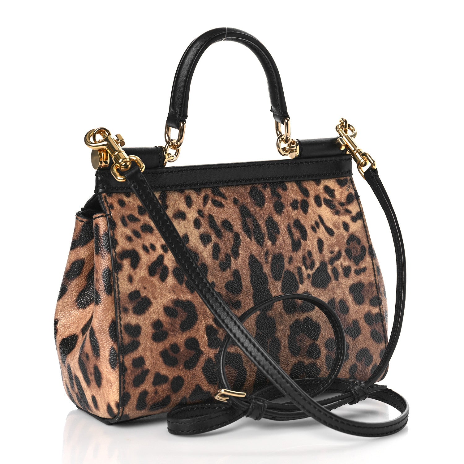 Dolce & Gabbana Dauphine Leopard Print Small Miss Sicily Satchel Black 4 of 9