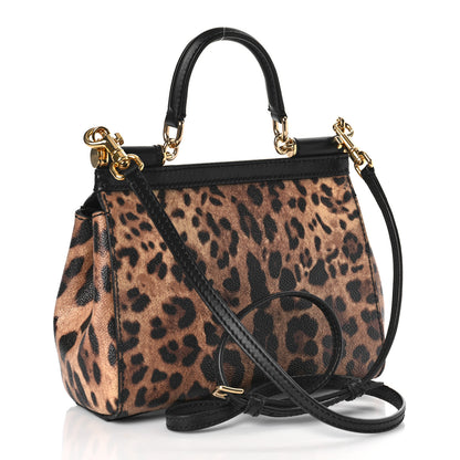 Dolce & Gabbana Dauphine Leopard Print Small Miss Sicily Satchel Black 4 of 9