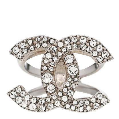 Chanel Metal Crystal Palais Garnier Ring 52 6 Silver 1 of 4