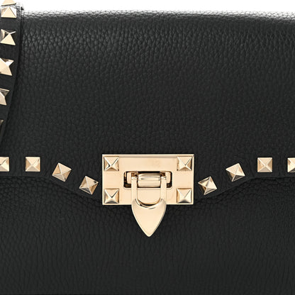 Valentino Garavani Pebbled Calfskin Medium Rockstud Flip Lock Crossbody Bag Black 7 of 10