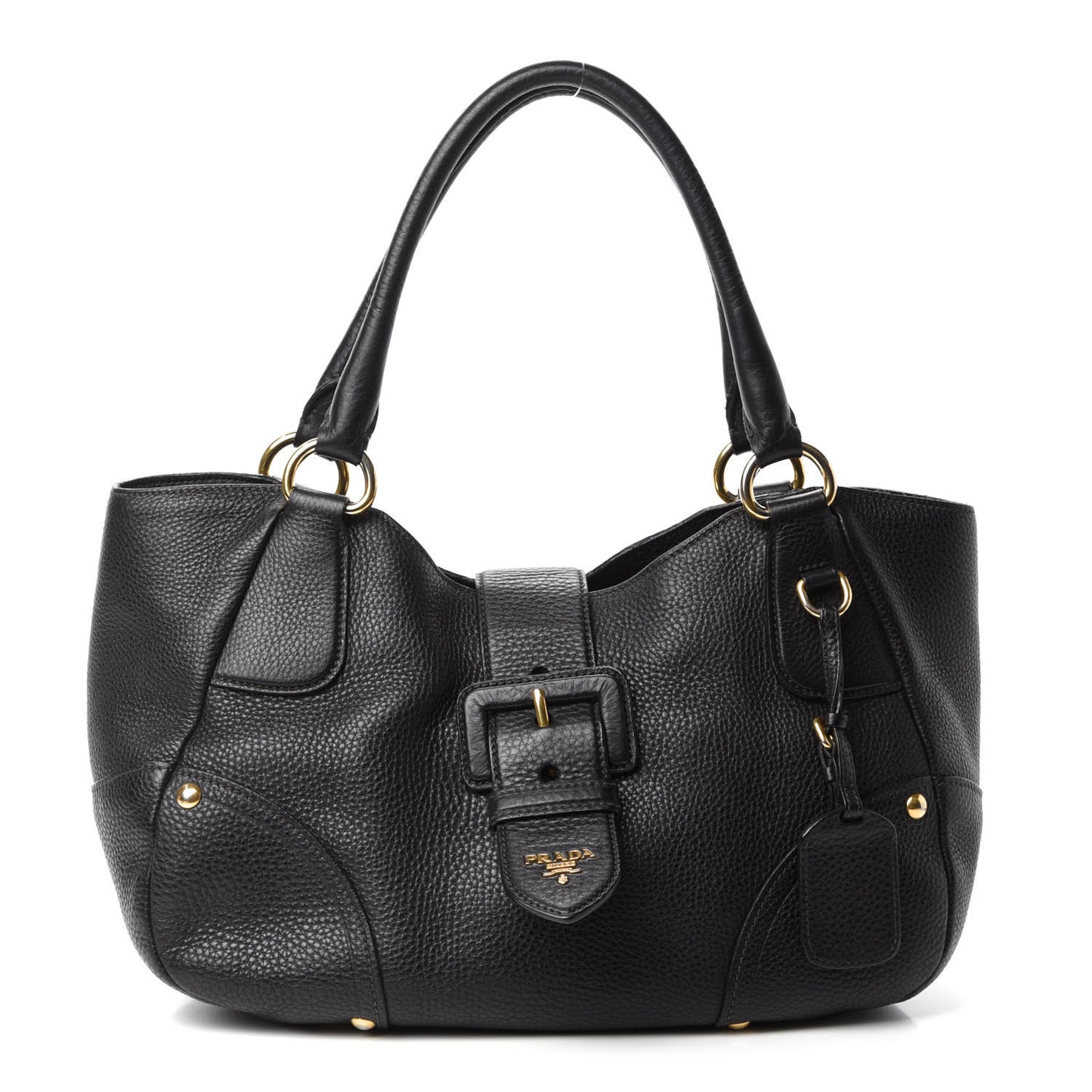 Vitello Daino Buckle Tote Black