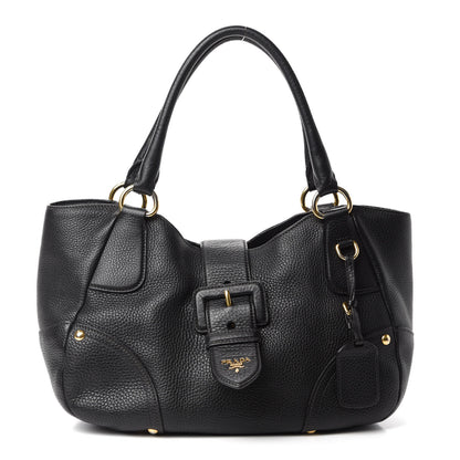 Prada Vitello Daino Buckle Tote Black 1 of 12
