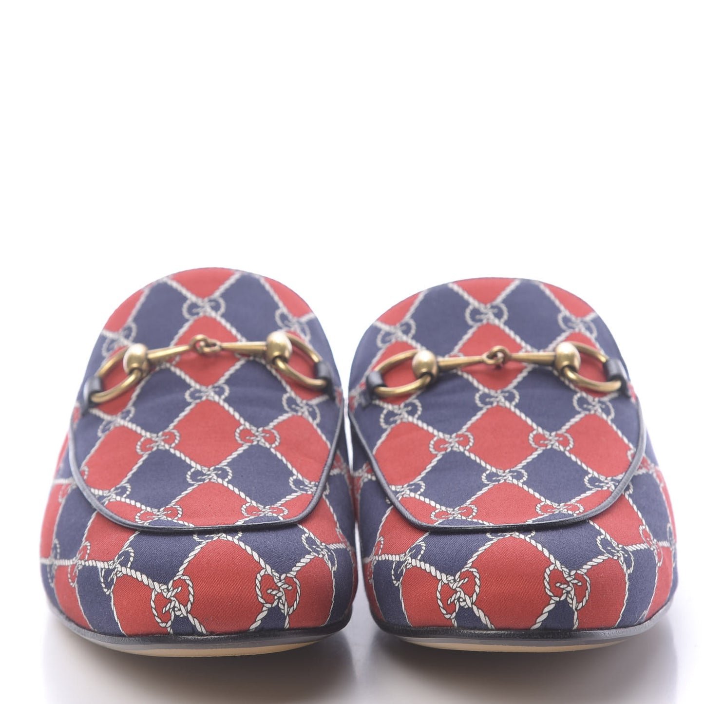 Mini GG Rhombus Chain Mens Princetown Slippers 9 Royal Bleuett Red