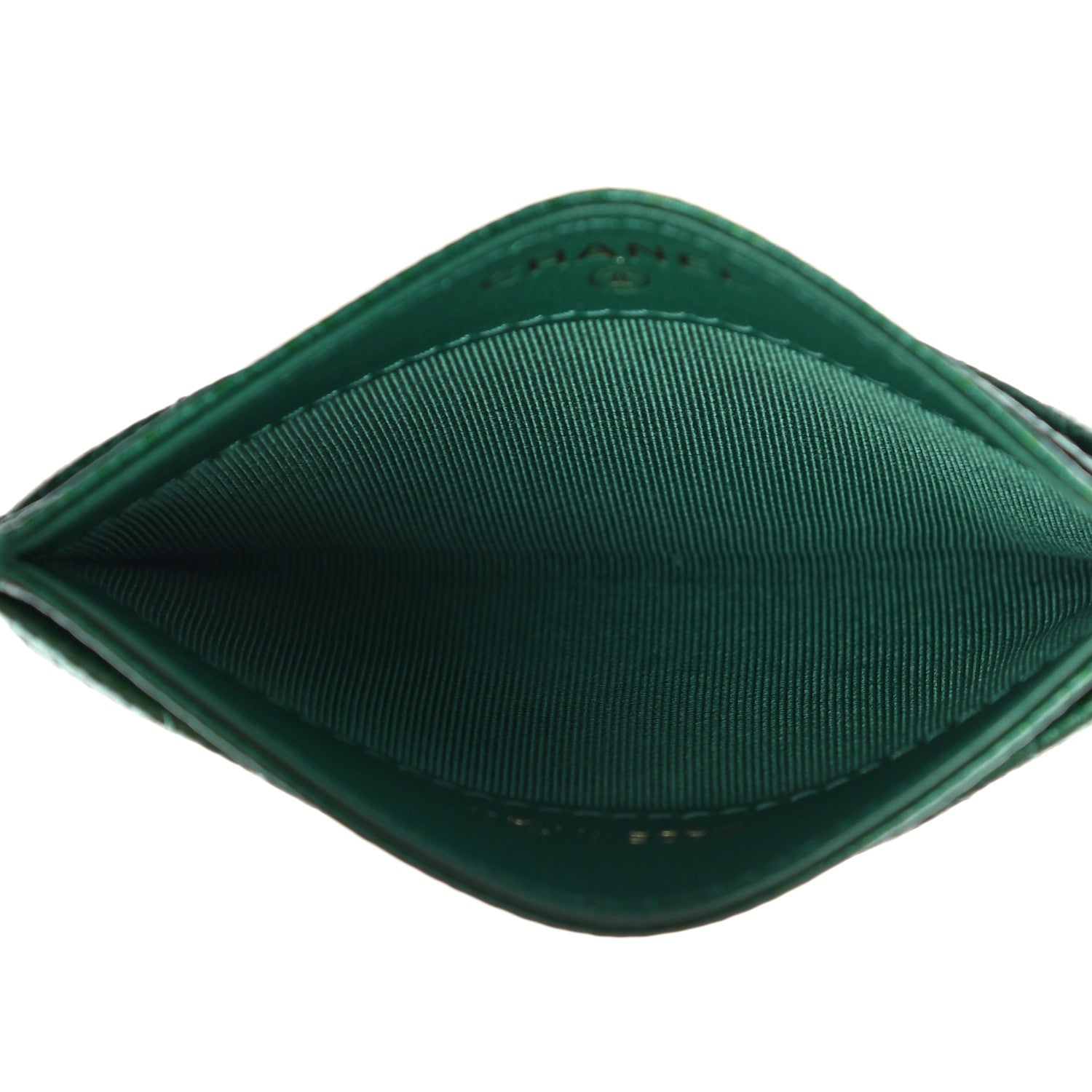 Chanel Metallic Caviar Quilted Card Holder Green 5 of 12