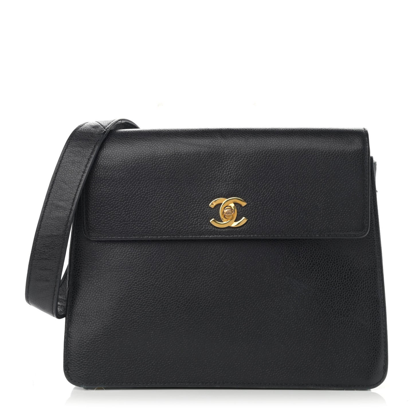 Caviar Flap Shoulder Bag Black