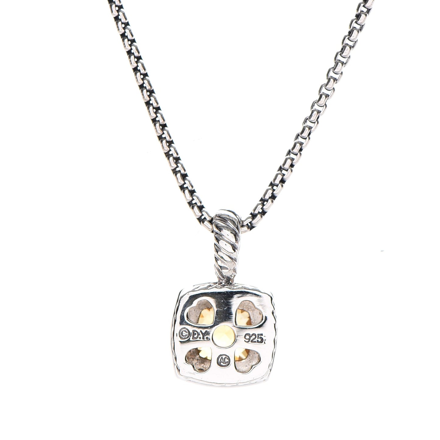 Sterling Silver Diamond Citrine 7mm Petite Albion Pendant Necklace