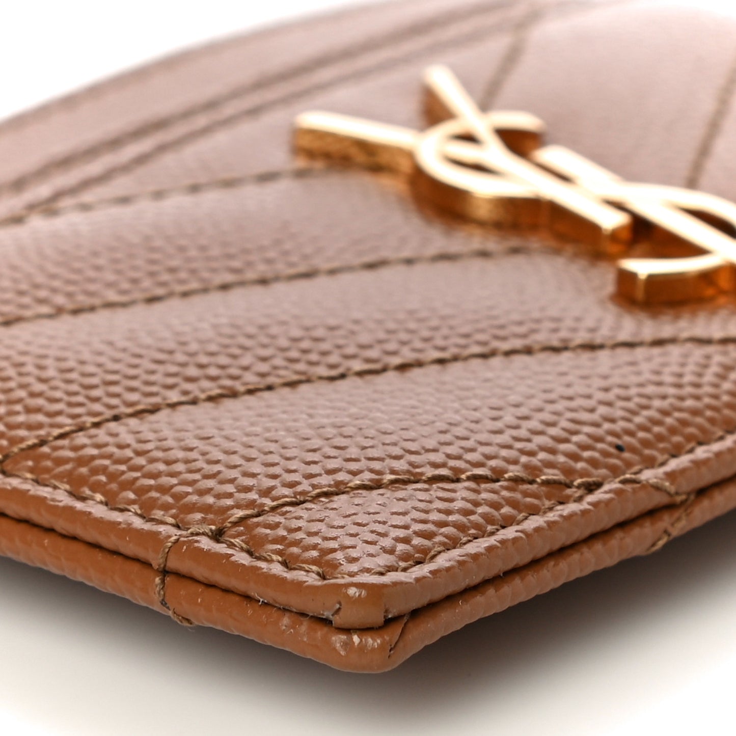 Grain De Poudre Matelasse Chevron Monogram Credit Card Case Natural Dark