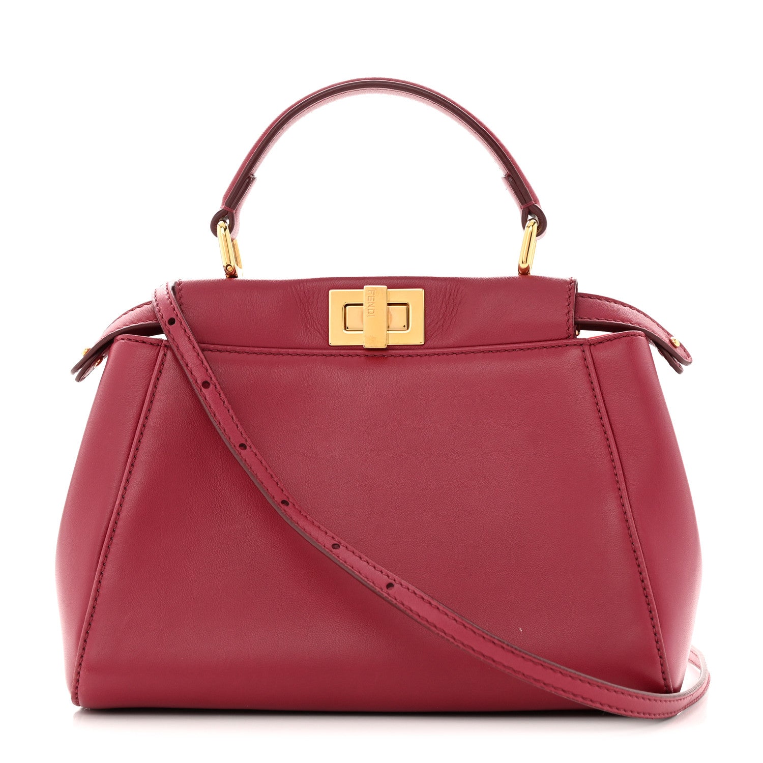 Fendi Nappa Monster Eyes Mini Peekaboo Iconic Satchel Amarena Fiamma 1 of 14