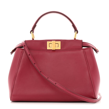 Fendi Nappa Monster Eyes Mini Peekaboo Iconic Satchel Amarena Fiamma 1 of 14