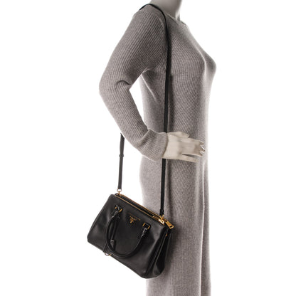 Prada Saffiano Mini Galleria Double Zip Tote Black 2 of 8