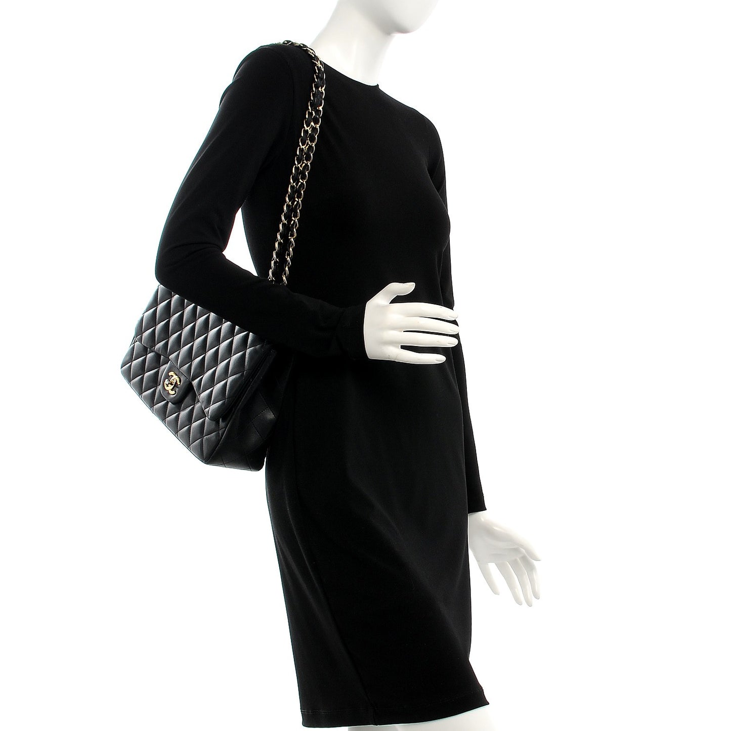 Lambskin Quilted Jumbo Single Flap Black