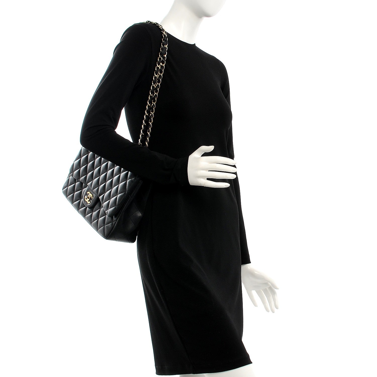 Chanel Lambskin Quilted Jumbo Single Flap Black 2 of 18