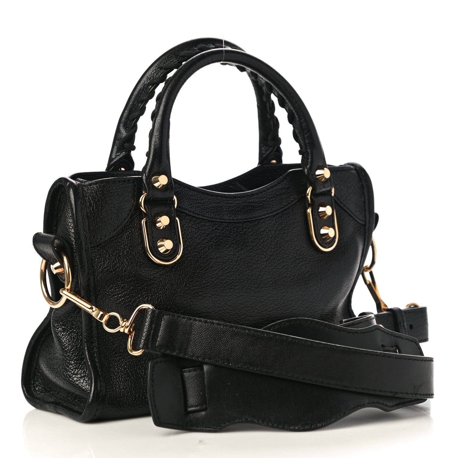 Balenciaga Chevre Gold Metallic Edge Hardware Mini City Black 3 of 11