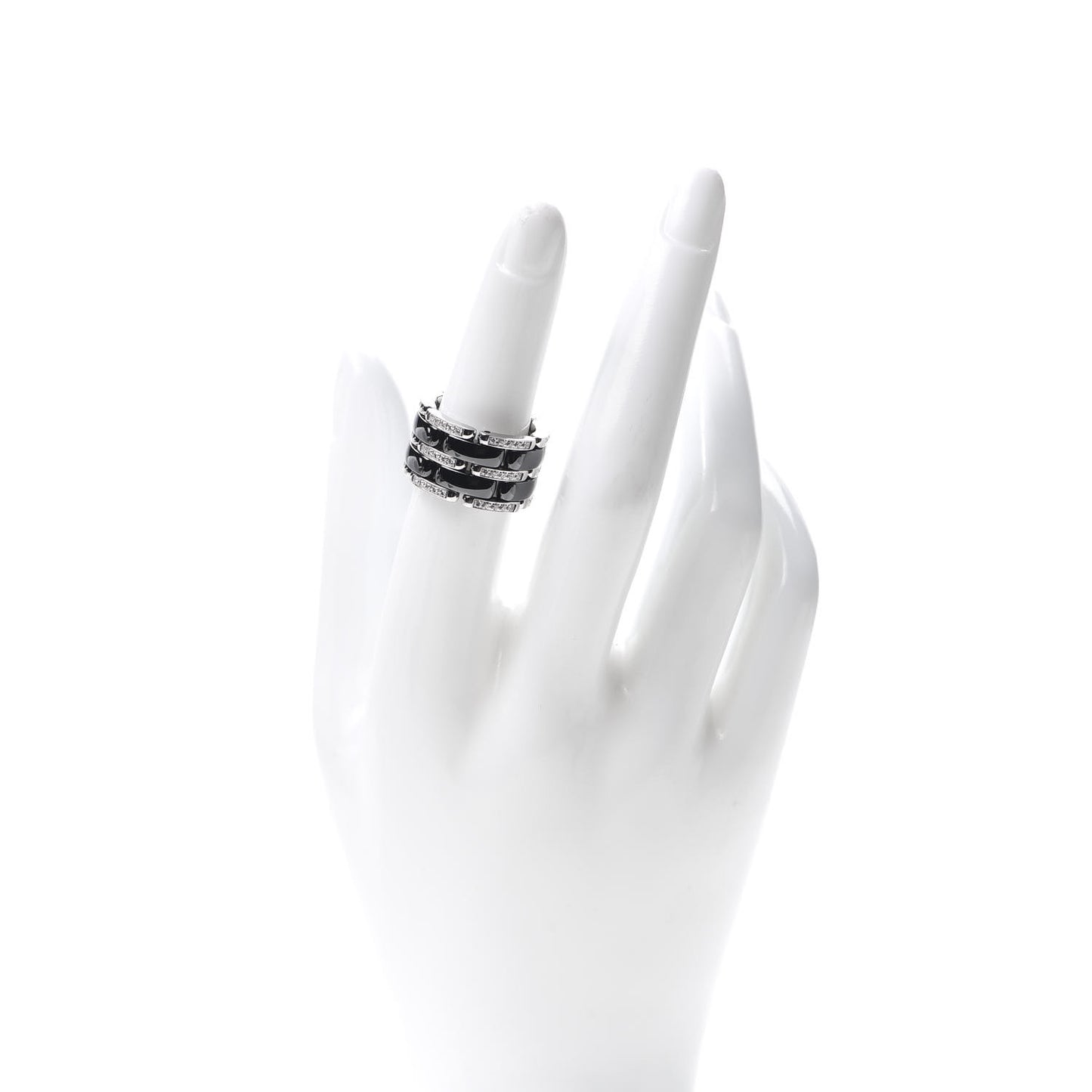 18K White Gold Black Ceramic Diamond Large Ultra Ring 51 5.75