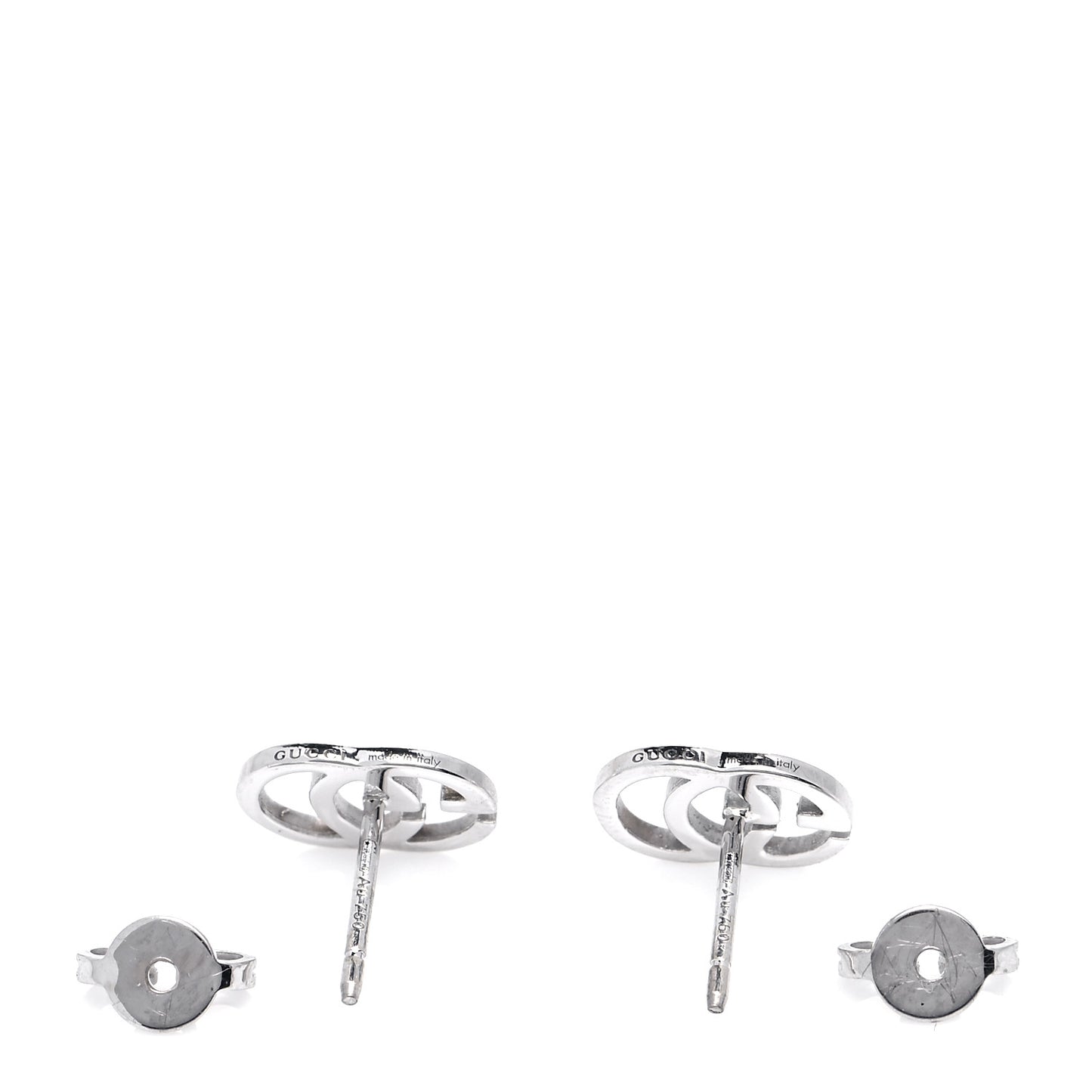 18K White Gold GG Tissue Stud Earrings
