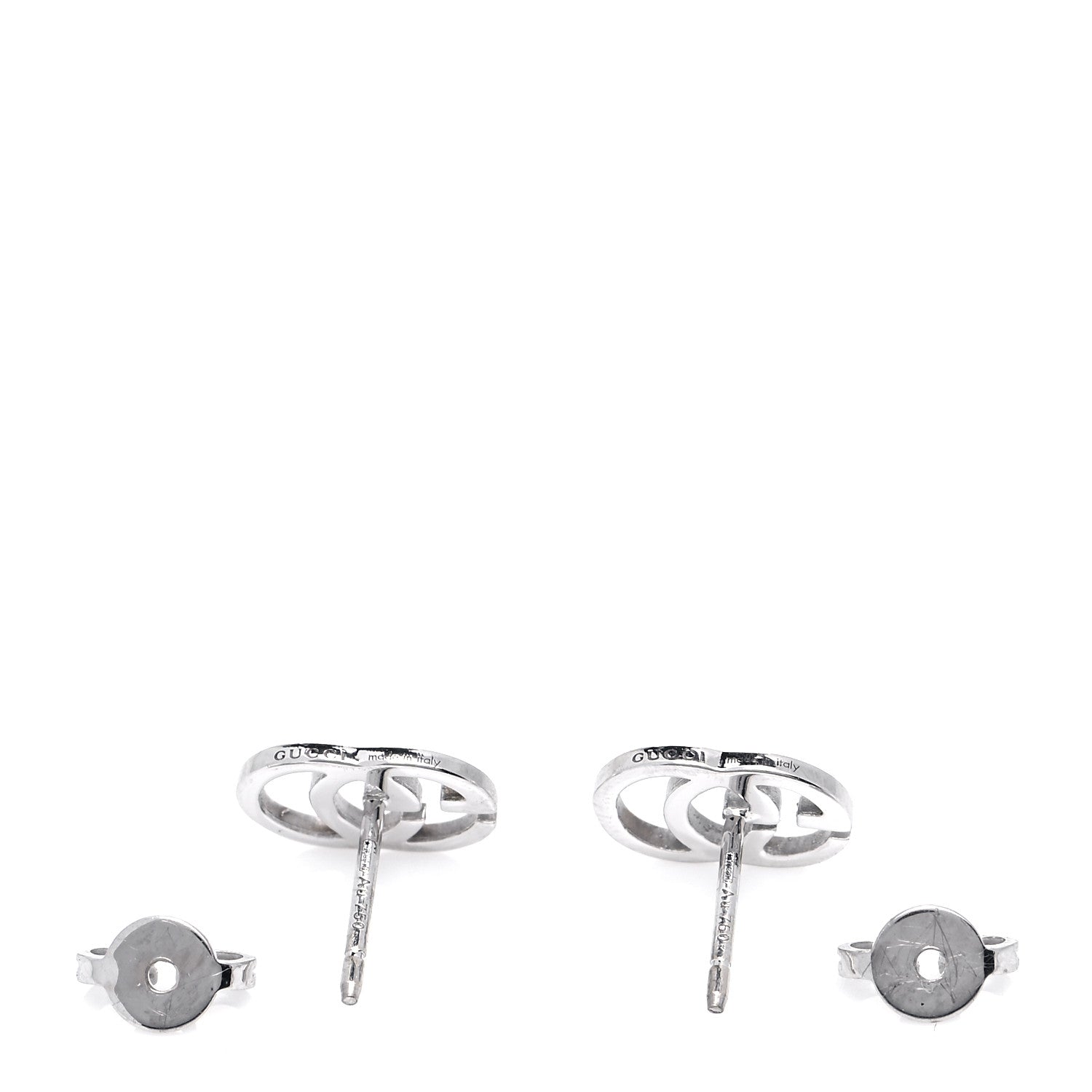 Gucci 18K White Gold GG Tissue Stud Earrings 4 of 5