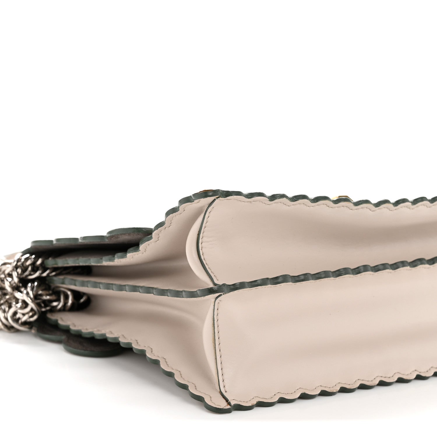 Fendi Vitello Liberty Scalloped Studded Kan I Shoulder Bag Grigio Polvere 9 of 13