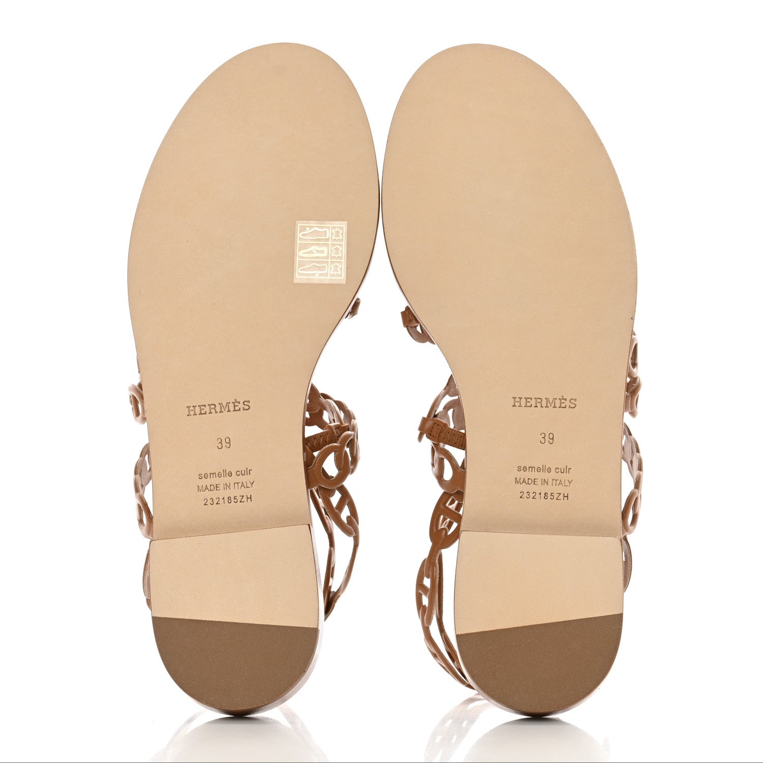 Hermes Nappa Chaine d'Ancre Kalliste Sandals 39 Gold 5 of 8