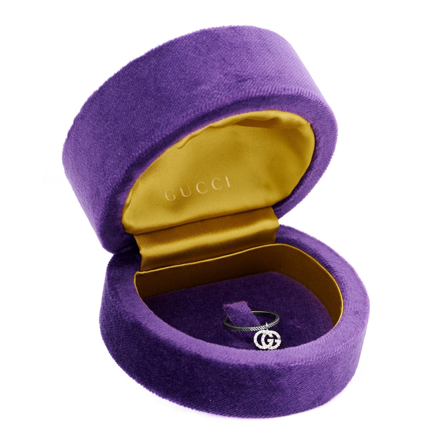 18K White Gold Diamond Running G Charm Ring 51 5.75