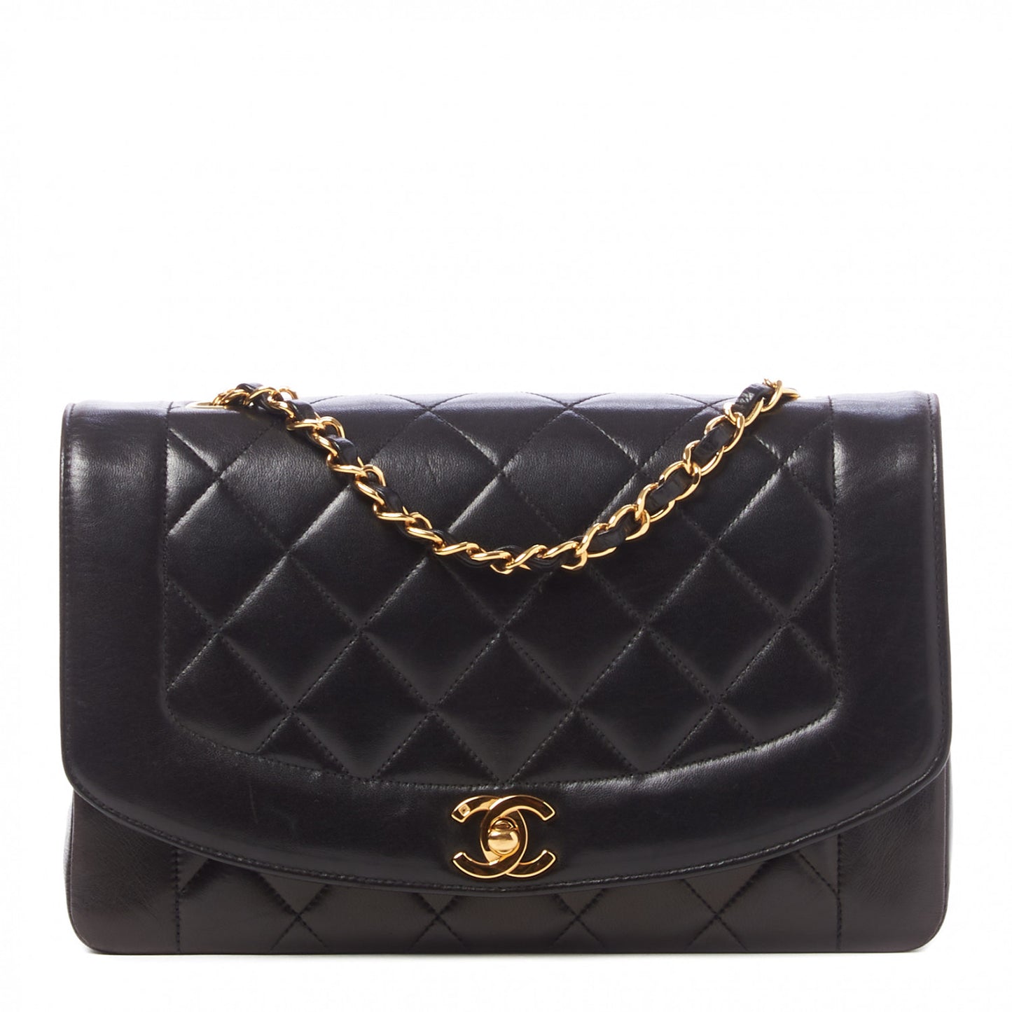 Lambskin Quilted Medium Single Flap Black