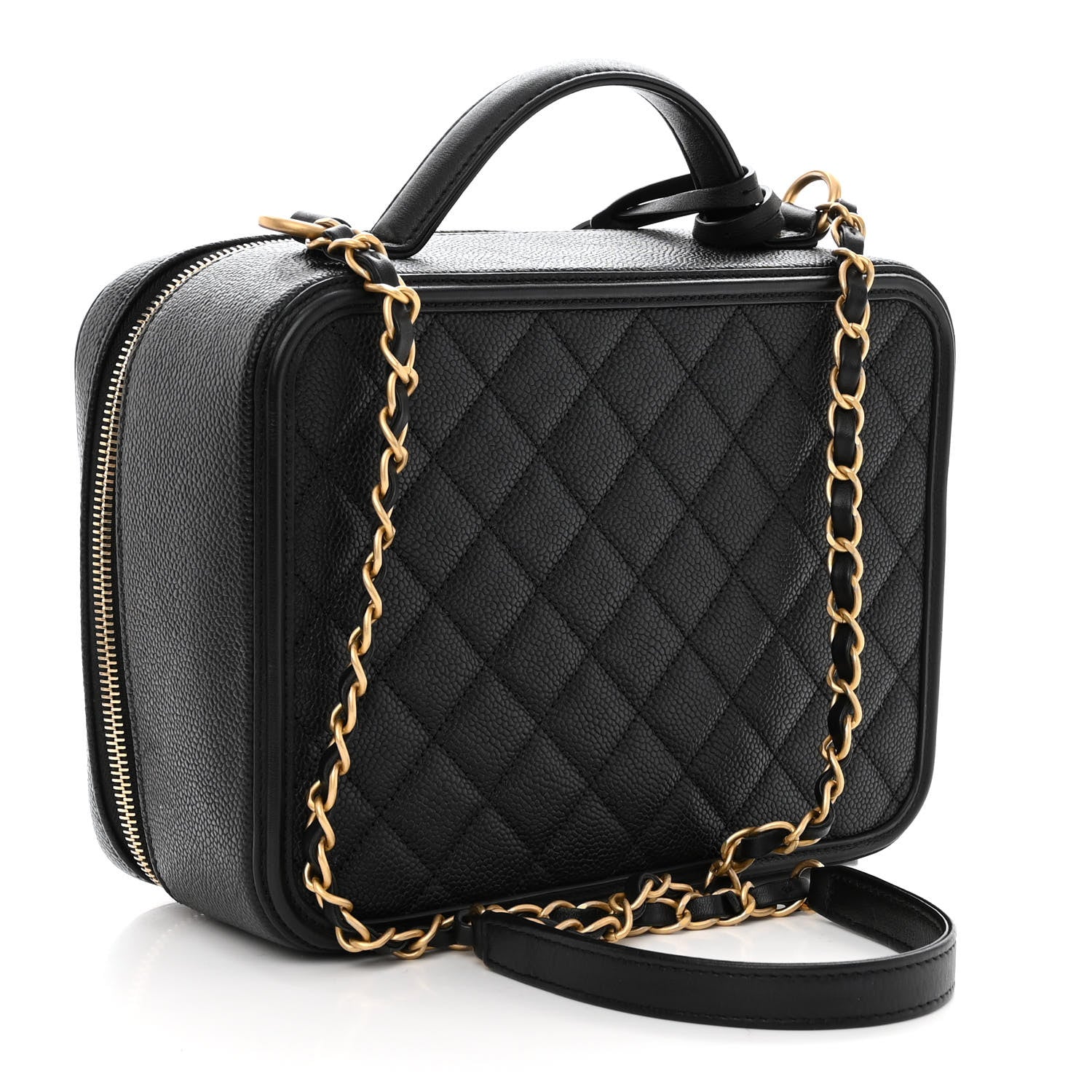 Chanel Caviar Quilted Large CC Filigree Vanity Case Black 3 of 9