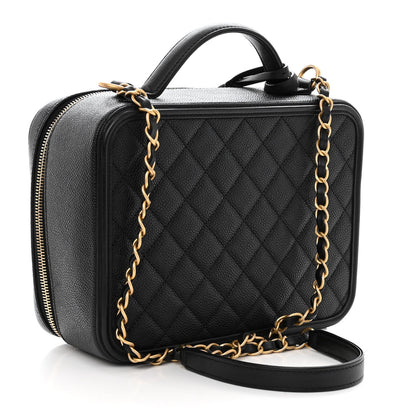 Chanel Caviar Quilted Large CC Filigree Vanity Case Black 3 of 9
