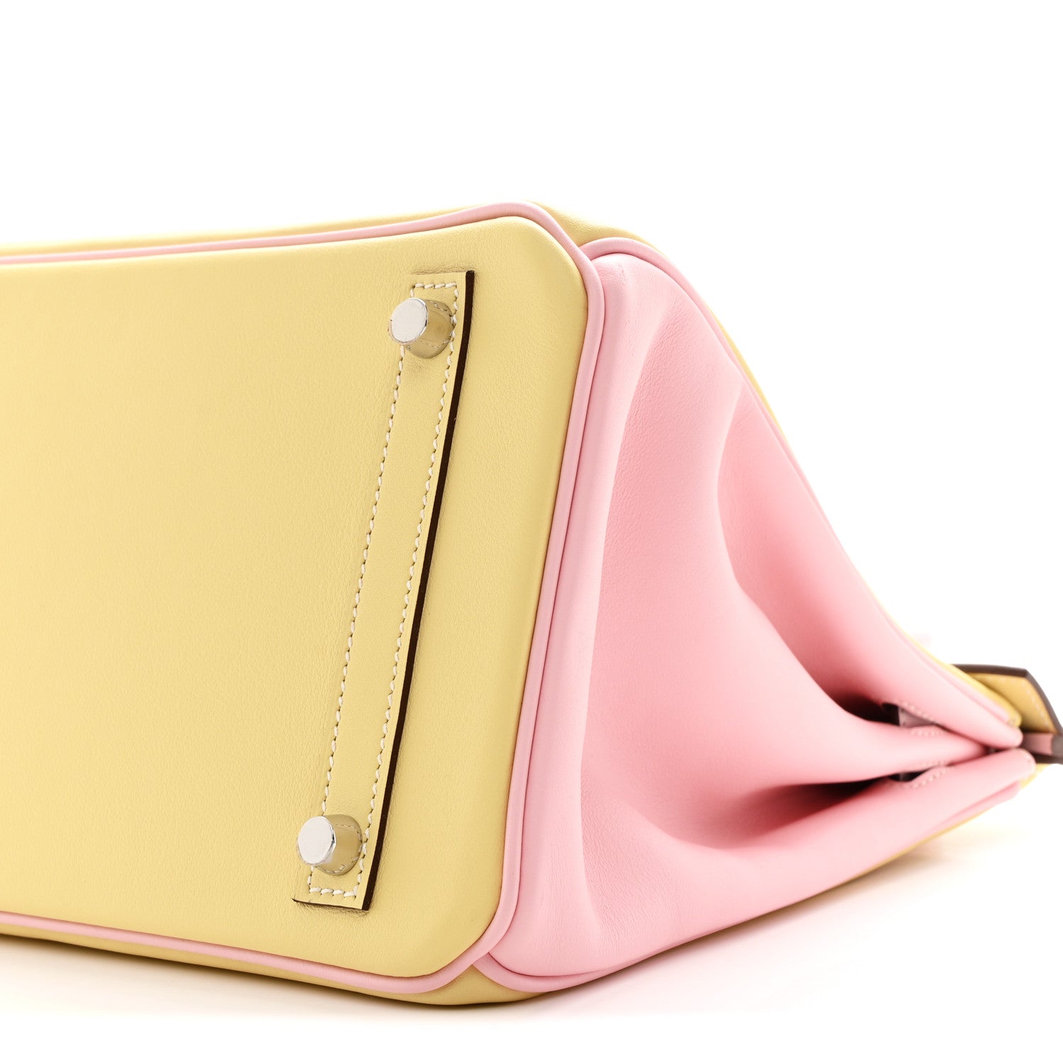 Hermes Swift Horseshoe Bi-Color Birkin 30 Jaune Poussin Rose Sakura 10 of 11