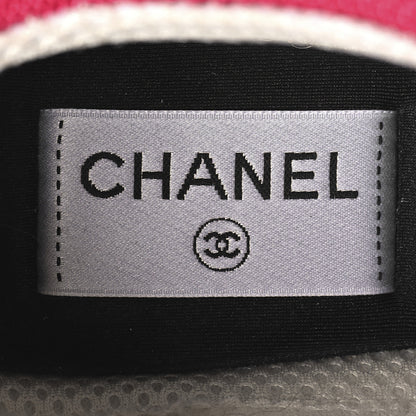 Chanel Mesh Suede Metallic Calfskin Womens CC Sneakers 39 White Pink Beige Gold 9 of 10