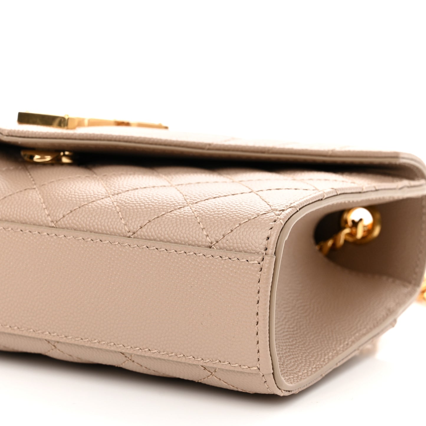 Grain De Poudre Textured Mixed Matelasse Triquilt Small Monogram Satchel Dark Beige