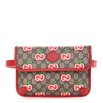 Gucci GG Supreme Monogram Apple Interlocking G Belt Bag Beige Multicolor Lobster Red 1 of 12
