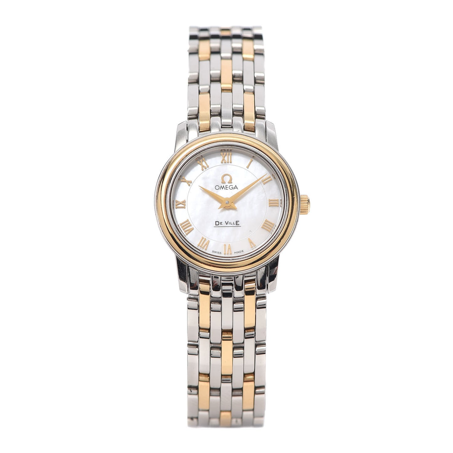 Stainless Steel 18K Yellow Gold Mother of Pearl 22mm De Ville Quartz Watch 4370.71